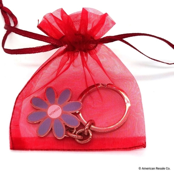 *READ* COACH Vintage Sky Blue Daisy Flower Enamel Keychain FOB Purse Charm - Picture 6 of 6